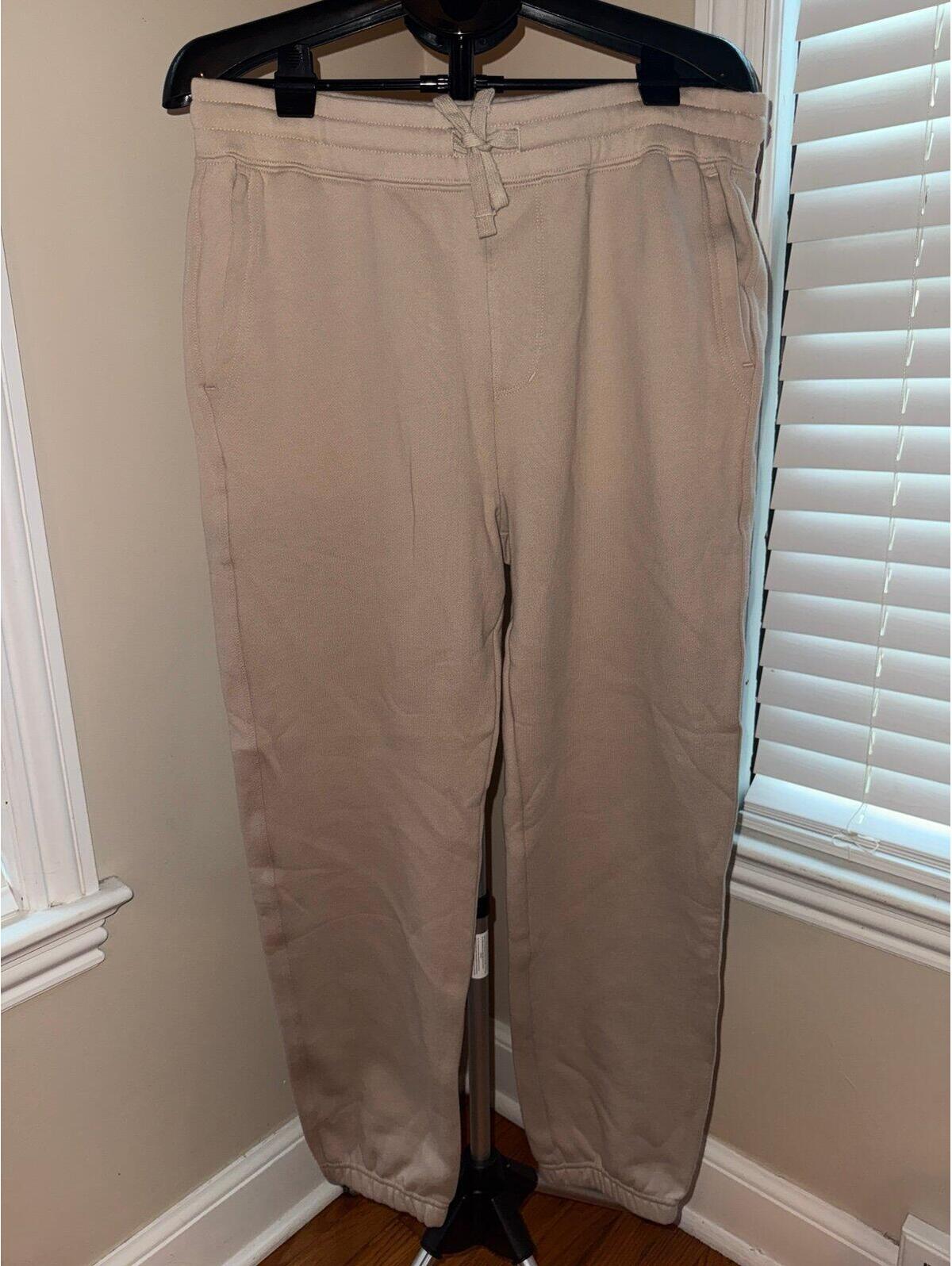 American Giant Heavyweight Sweatpants Large Cream Beige Made Usa Nwot